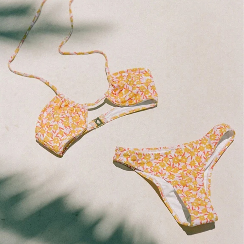 Sabo Skirt Yellow Floral Link Flower Swim Set XS